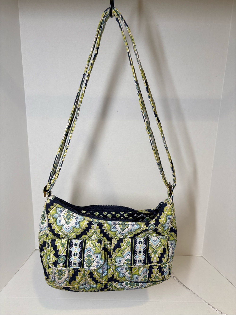 Vera Bradley Quilted Crossbody in Navy and Lime